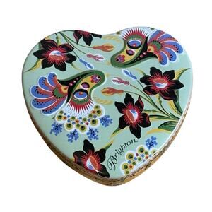 Brighton Heart Shaped Jewelry Tin Canister Trinket Box Colorful Vibrant
